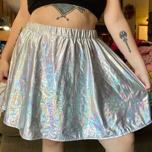 Silver holographic laser y2k mini skirt